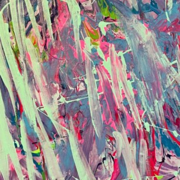 Fun Color Mix - Acrylic Abstract on Canvas One of a Kind Homemade - Picture 3 of 4